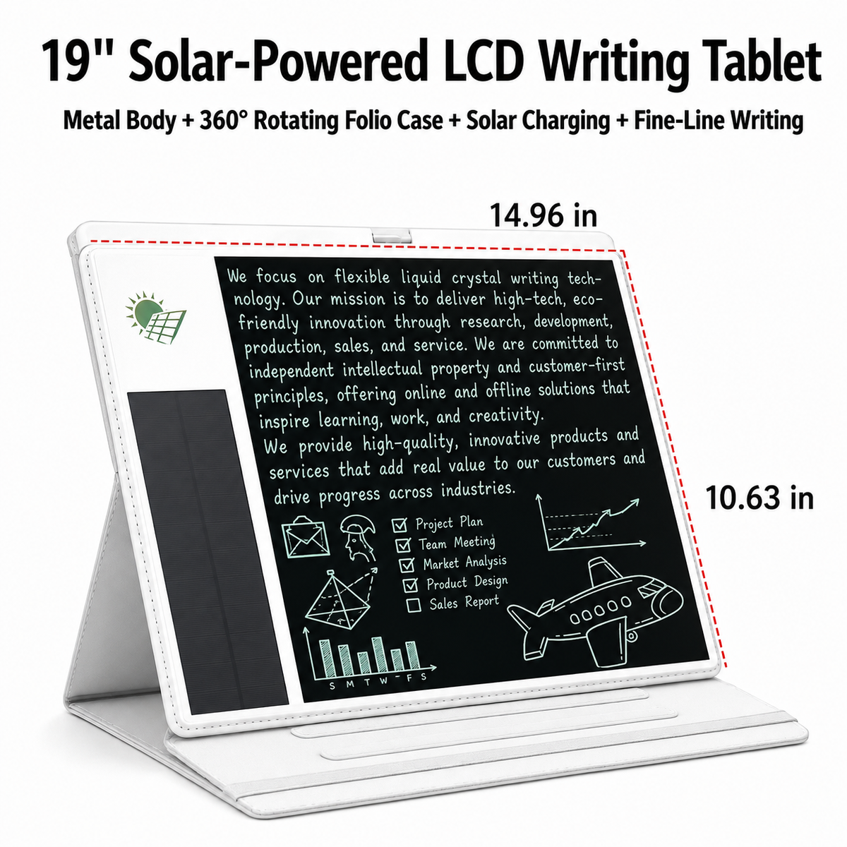 19-inch Solar-Powered Writing Tablet - White